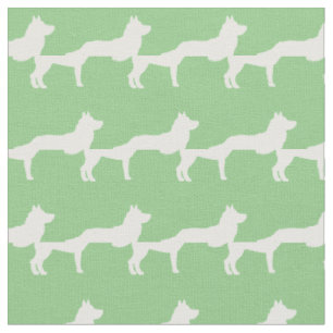 Tissu Sibérie Husky Chien Silhouette Animal Sage Vert