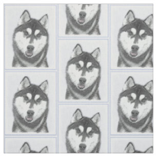 Tissu Sibérie Husky (noir et blanc) peint l'art du chie