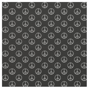 Tissu Signe de paix noir et blanc