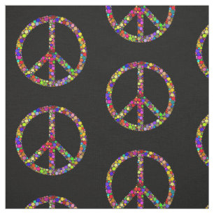 Tissu Signes de paix en mosaïque multicolore symboles