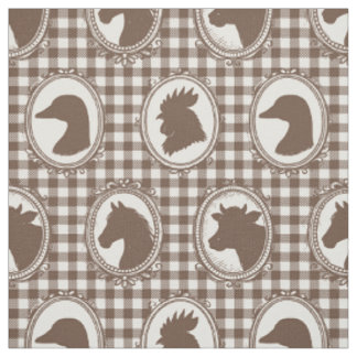 Tissu Silhouette d'animaux de ferme rustique Véranda Moc