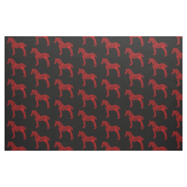 Tissu Silhouette de cheval rouge et noir (Fat Quarter)