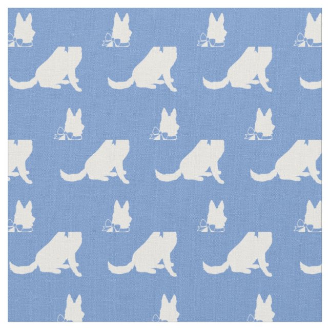 Tissu Silhouette de chien berger allemand bleu clair (Fermer)