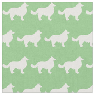 Tissu Silhouette de chien Border Collie Vert Sauge Anima