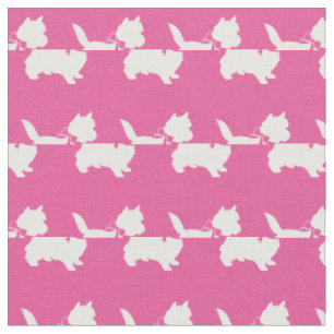 Tissu Silhouette de chien de Cairn Terrier rose