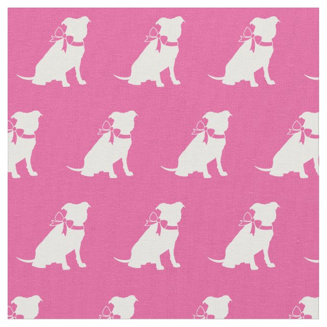 Tissu Silhouette de chien de Pitbull Pit Bull Pink (Fermer)