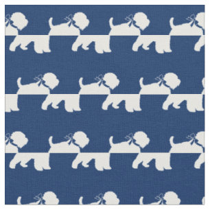 Tissu Silhouette de chien de Terrier à roues Marine ble