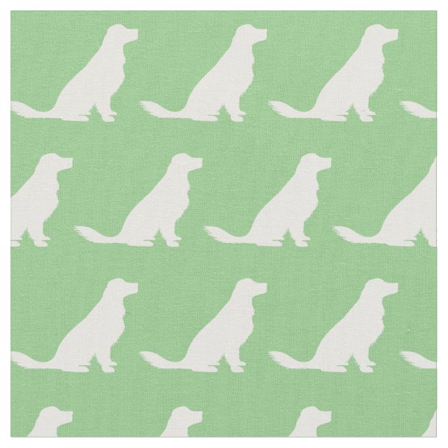 Tissu Silhouette de chien d'équipe doré Vert (Fermer)