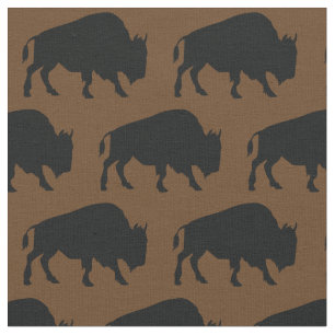 Tissu Silhouettes de bison de Buffalo Brown