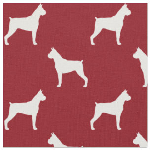Tissu Silhouettes de Boxer Rouge et Blanc à Motifs