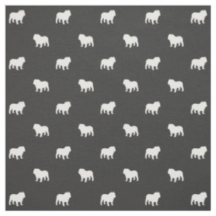 Tissu Silhouettes de Bulldog anglais Motif gris et blanc