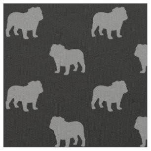Tissu Silhouettes de Bulldog Motif gris et noir Chiens