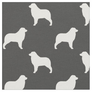 Tissu Silhouettes de chien berger australien gris et bla