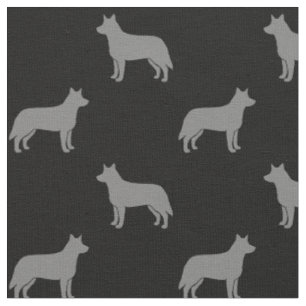 Tissu Silhouettes de chien de bétail australien gris et
