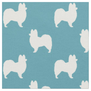 Tissu Silhouettes de chiens de race Papillon à motifs