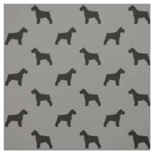 Tissu Silhouettes de Schnauzer Motif Gris et Noir