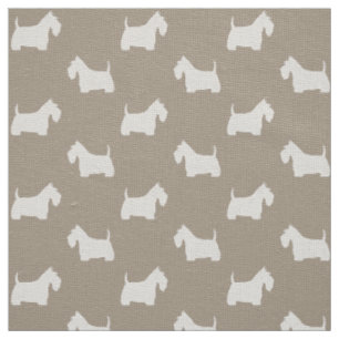 Tissu Silhouettes de Scottish Terrier blancs Chiens Sc