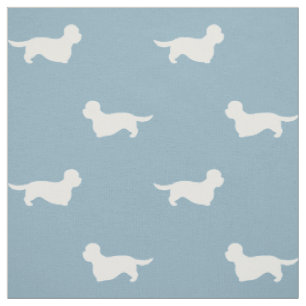 Tissu Silhouettes de Terrier Dandie Dinmont Bleu et Blan