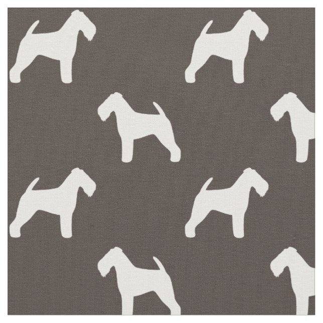 Tissu Silhouettes de Terrier Gallois Motif Gris et Blanc (Fermer)