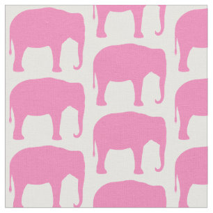 Tissu Silhouettes d'éléphant rose à motif