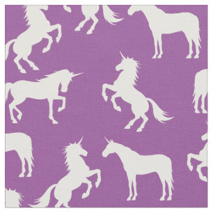 Tissu Silhouettes Unicorne violet