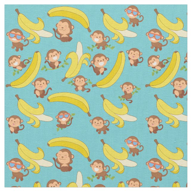 Tissu Singes et bananes (Fermer)