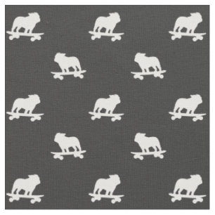 Tissu Skateboard Bulldog Silhouettes Motif Chien Cool