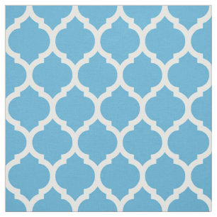 Tissu Sky Blue Marocain quatrefoil Motif