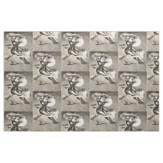 Tissu Sorcière monochrome balai de chauve-souris pleine