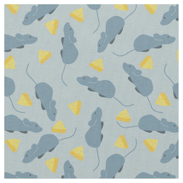 Tissu Souris bleues d'ardoise et fromage jaune (Fermer)