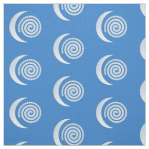 Tissu Spirale argentée de lune sur le bleu profond