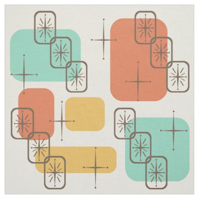 Tissu Spoutnik moderne du milieu du siècle Multicolore 1 (Échantillon)
