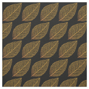 Tissu Squelette Jaune Doré Motif sur Noir