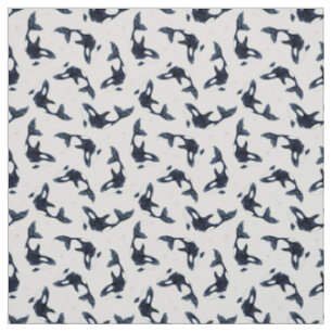 Tissu Starry Ocean Orca Whales Dreamy Blue Design