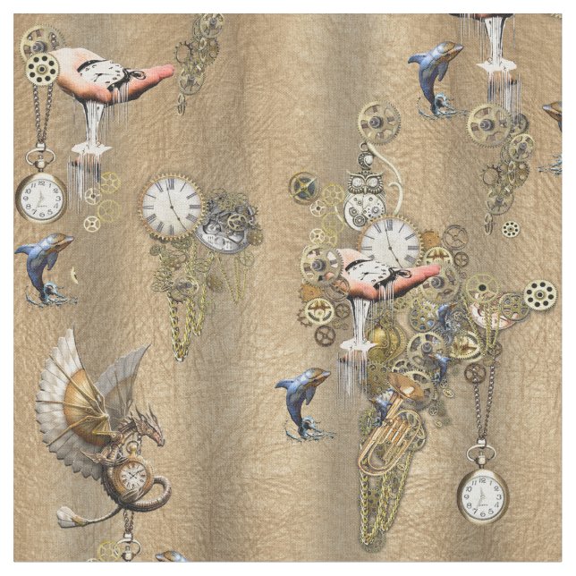 Tissu Steampunk sur cuir or tan (Fermer)