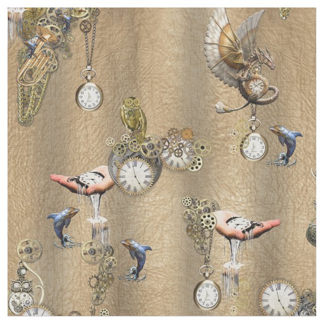 Tissu Steampunk sur tôle en cuir or (Fermer)