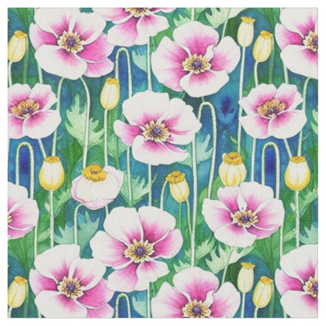 Tissu Structure d'impression fleur sauvage (Fermer)