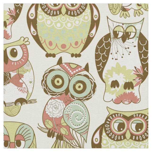 Tissu Structure du groupe Pastel Owl (Fermer)