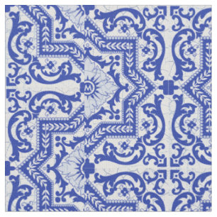 Tissu Style azulejo en céramique craquée bleue Azulejo V