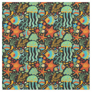 Tissu Style de dessin animé Aquatic Life