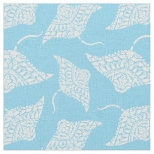 Tissu Style de tatouage Tribal Motif Manta Ray Bleu Blan