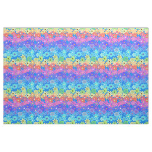 Tissu Style Hippie Fleurs Arc-en-ciel