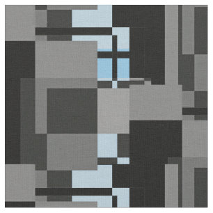 Tissu Style Mondrian bleu gris Abstrait géométrique mode
