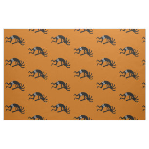 Tissu Sud-ouest orange et noir de motif de Kokopelli