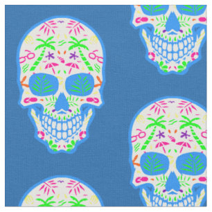 Tissu summerween halloween été sucre crâne tropical