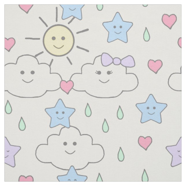 Tissu Sun Clouds Star Raindrops (Échantillon)