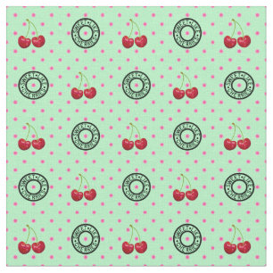 Tissu SWEET LIKE CHERRIES Retro Motif Vintage sur vert