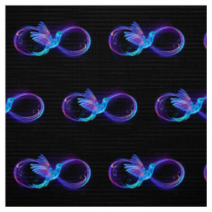 Tissu Symbole de l'infini néon avec colibri lumineux