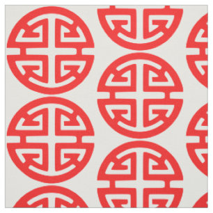 Tissu Symbole de prospérité chinois rouge