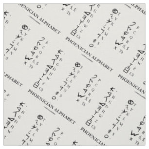 Tissu Symboles linguistiques de l'alphabet phénicien